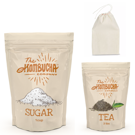 Brewing Ingredient Kit | 3 pack | Pre Packaged Brewing Tea, Sugar, and 100% Cotton Cloth Brewing Bags | Kombucha Brewing Made Easy