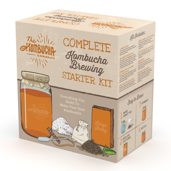 The Kombucha Company Kombucha Starter Kit | Premium Kombucha Tea Starter with Large Kombucha Scoby and 16oz Kombucha Starter Tea | Complete Home Brewing Kit for Homemade Kombucha | 1 Gallon Starter